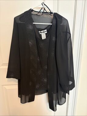 Dana Kay Black Sheer Sparkle Layered Tunic